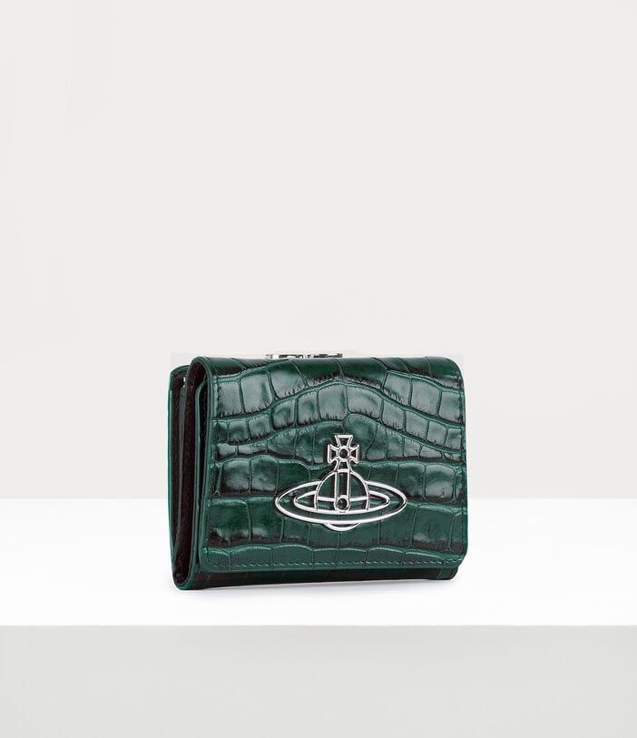 Vivienne Westwood CROCODILE THIN LINE ORB SMALL FRAME WALLET